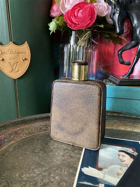 Rare Vintage GUCCI Leather Glass Liquor FLASK Barware 